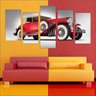 Quadro Decorativo Carros Vintage Retrô Antigos Salas Quartos Interiores Mosaico 5 Peças Com Moldura - 4