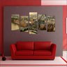 Quadro Decorativo Cidade Inglaterra Londres Salas Interiores Mosaico 5 Peças Com Moldura - 2