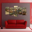 Ver imagem 2 de Quadro Decorativo Cidade Inglaterra Londres Salas Interiores Mosaico 5 Peças Com Moldura