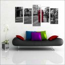 Ver imagem 3 de Quadro Decorativo Cidade Inglaterra Londres Salas Interiores Mosaico 5 Peças Com Moldura