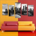 Ver imagem 4 de Quadro Decorativo Cidade Nova Iorque Ponte Salas Interiores Mosaico 5 Peças Com Moldura