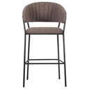 Ver imagem 2 de Banqueta Alta Mara Rivatti 107,50 Cm (altura) Estofado em Bouclé Cinza e Base em Aço Preto