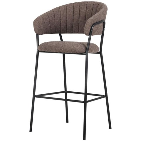 Banqueta Alta Mara Rivatti 107,50 Cm (altura) Estofado em Bouclé Cinza e Base em Aço Preto