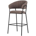 Ver imagem 1 de Banqueta Alta Mara Rivatti 107,50 Cm (altura) Estofado em Bouclé Cinza e Base em Aço Preto
