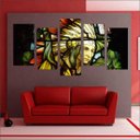 Ver imagem 2 de Quadro Decorativo Índio Indígena Salas Quartos Interiores Mosaico 5 Peças Com Moldura