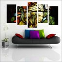 Ver imagem 1 de Quadro Decorativo Índio Indígena Salas Quartos Interiores Mosaico 5 Peças Com Moldura