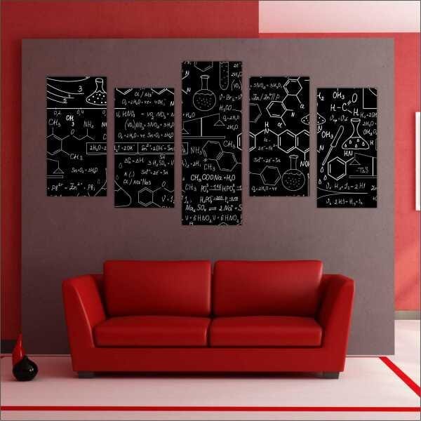 Quadro Decorativo Química Farmácia Mosaico 5 Peças Com Moldura - 2