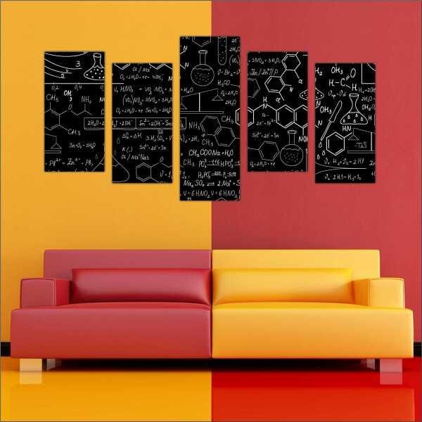 Quadro Decorativo Química Farmácia Mosaico 5 Peças Com Moldura - 4