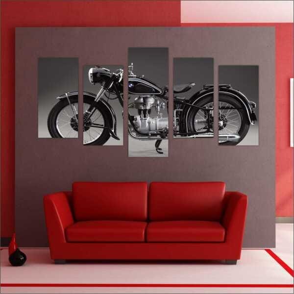 Quadro Decorativo Motos Antigas Vintage Quartos Salas Interiores Mosaico Pe As Com Moldura