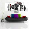 Quadro Decorativo Motos Antigas Vintage Quartos Salas Interiores Mosaico 5 Peças Com Moldura - 1