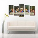 Ver imagem 3 de Quadro Decorativo Santa Ceia Jesus Apóstolos Religiosidade Salas Interiores 5 Peças Com Moldura