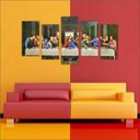 Ver imagem 4 de Quadro Decorativo Santa Ceia Jesus Apóstolos Religiosidade Salas Interiores 5 Peças Com Moldura