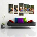 Ver imagem 1 de Quadro Decorativo Santa Ceia Jesus Apóstolos Religiosidade Salas Interiores 5 Peças Com Moldura