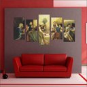 Ver imagem 4 de Quadro Decorativo Santa Ceia Jesus Apóstolos Religiosidade Salas Interiores 5 Peças Com Moldura