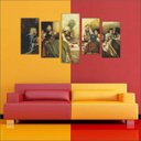 Ver imagem 2 de Quadro Decorativo Santa Ceia Jesus Apóstolos Religiosidade Salas Interiores 5 Peças Com Moldura