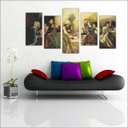 Ver imagem 1 de Quadro Decorativo Santa Ceia Jesus Apóstolos Religiosidade Salas Interiores 5 Peças Com Moldura