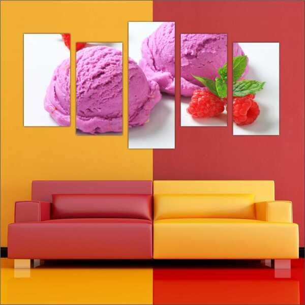 Quadro Decorativo Sorvete Açaí Sorveteria Gourmet Interiores Mosaico 5 Peças Com Moldura - 4