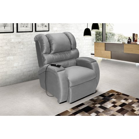Poltrona Reclinável Imperial Motorizada Suede com Lift:cinza 380