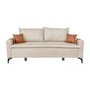 Ver imagem 3 de Sofá Living Madri 2 Lugares 1,40m Linho Bege com Detalhe no Braço em Corino Caramelo