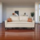 Ver imagem 2 de Sofá Living Madri 2 Lugares 1,40m Linho Bege com Detalhe no Braço em Corino Caramelo