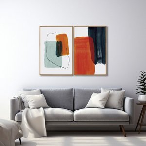 Quadro Decorativo Formas Abstratas 2 Telas 60x90 para Sala Quarto Escritório