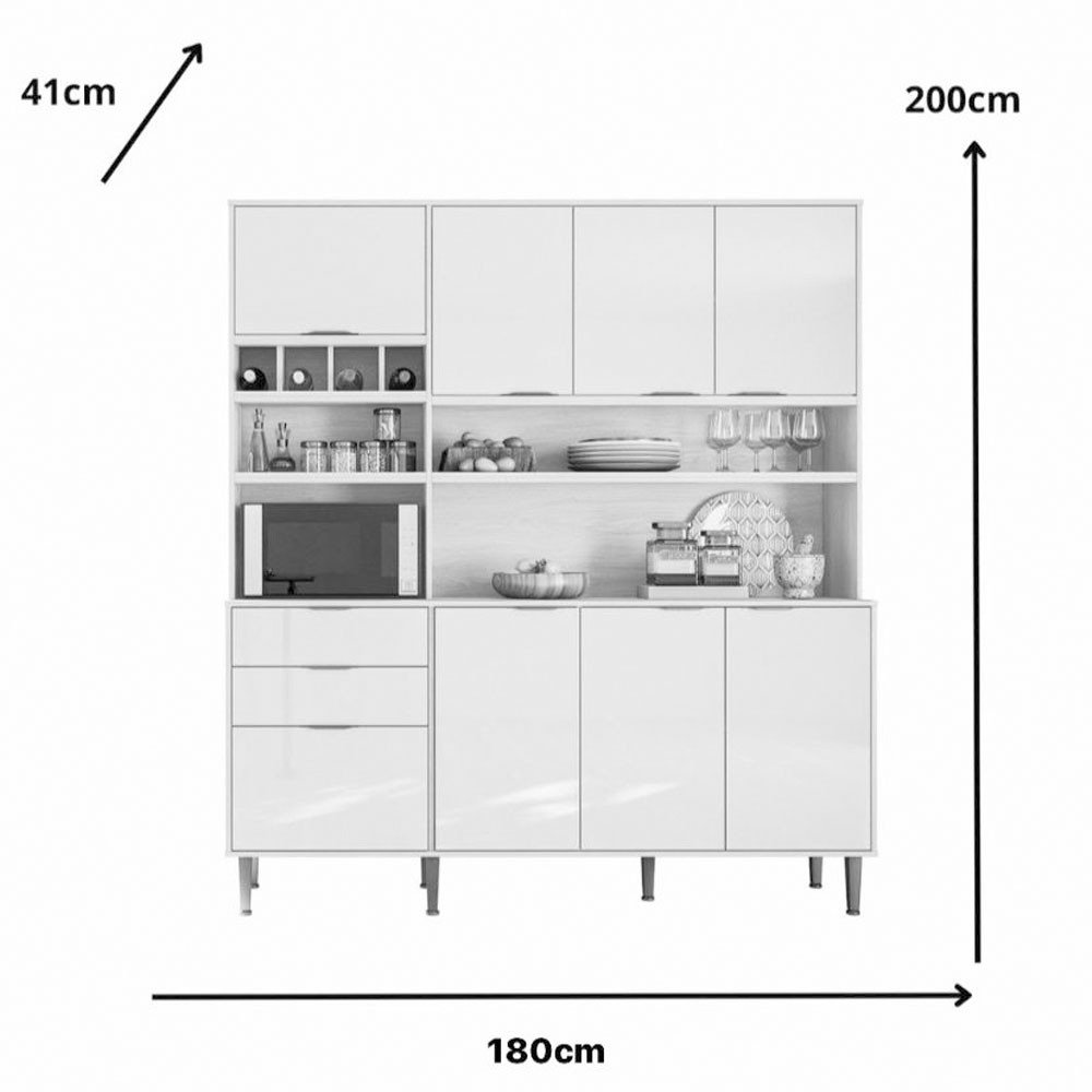 Kit Armário para Cozinha Viena com 7 Portas e 3 Gavetas Lukaliam - 3