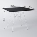 Ver imagem 2 de Conjunto Sala de Jantar Eames de Ferro Branco e Tampo Quadrado Preto 90cm - 4 Cadeiras: 2 Pretas, 2 Amarela
