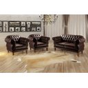 Ver imagem 4 de Conjunto Sofá Chesterfield 2 lugares Com 2 Poltronas Duquesa - Couríssimo Café