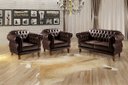 Ver imagem 4 de Conjunto Sofá Chesterfield 2 lugares Com 2 Poltronas Duquesa - Couríssimo Café