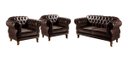 Ver imagem 1 de Conjunto Sofá Chesterfield 2 lugares Com 2 Poltronas Duquesa - Couríssimo Café