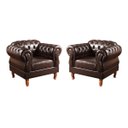 Ver imagem 3 de Conjunto Sofá Chesterfield 2 lugares Com 2 Poltronas Duquesa - Couríssimo Café