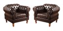 Ver imagem 3 de Conjunto Sofá Chesterfield 2 lugares Com 2 Poltronas Duquesa - Couríssimo Café