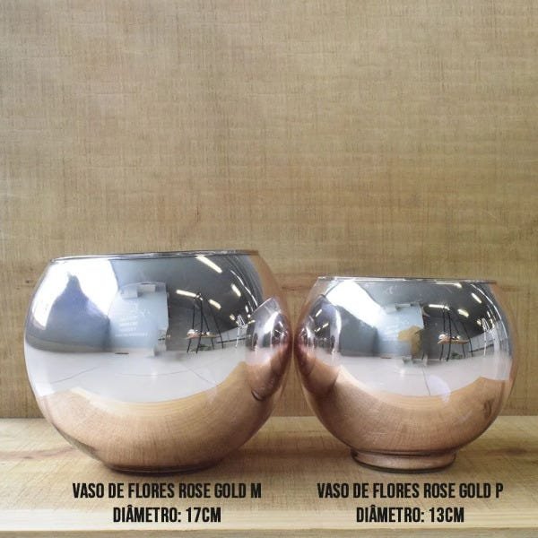 Vaso de Flores Rose Gold Redondo 13cm | Linha Vasos Decorativos Formosinha - 3