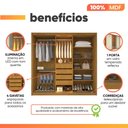 Ver mais imagens de Guarda Roupas Casal 3 Portas de Correr 1 com Vidro Reflecta 4 Gavetas 100% Mdf Lux