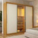 Ver imagem 3 de Guarda Roupas Casal 3 Portas de Correr 1 com Vidro Reflecta 4 Gavetas 100% Mdf Lux