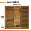 Ver imagem 5 de Guarda Roupas Casal 3 Portas de Correr 1 com Vidro Reflecta 4 Gavetas 100% Mdf Lux