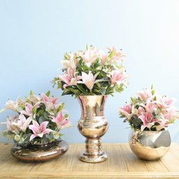Arranjo de Lírios e Flor do Campo Artificial no Vaso Bronze|Linha permanente Formosinha - 5