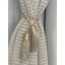 Ver imagem 2 de Cordão Prendedor de Cortina com Franja e Strass Perolas Luxo Dourado