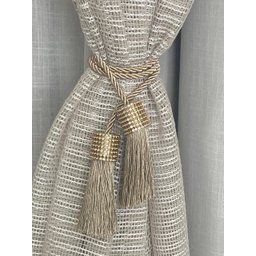 Cordão Prendedor de Cortina com Franja e Strass Perolas Luxo Dourado - 2