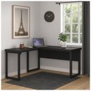 Ver imagem 1 de Mesa em L Pé Quadro (Mesa 1,70m + Mesa Auxiliar) - c/ Gavetas - Preto / Preto - 26211