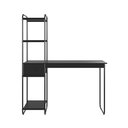 Ver imagem 3 de Mesa Home Office Criare Prateleiras Pés Aço Escritório Escrivaninha Estilo com Gaveta Cor Branco