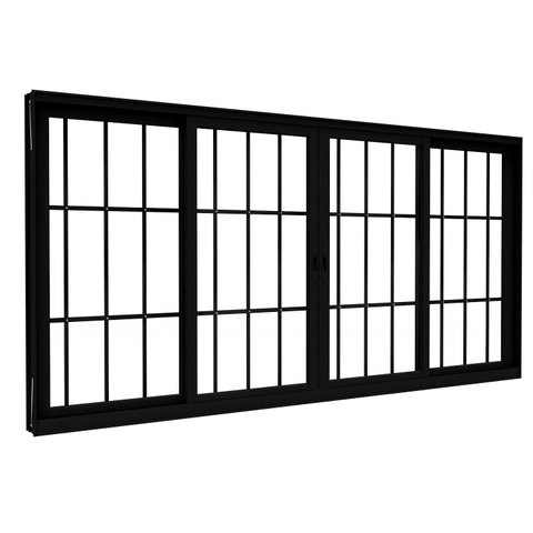 Janela de Alumino de Correr Central 4 Folhas com Grade 120x200cm Lucasa Eccellente