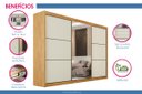 Ver imagem 4 de Guarda Roupa Casal Bragança 3 Portas de Coorer (1 C/ Espelho) e 6 Gavetas Off White/peroba - Europa