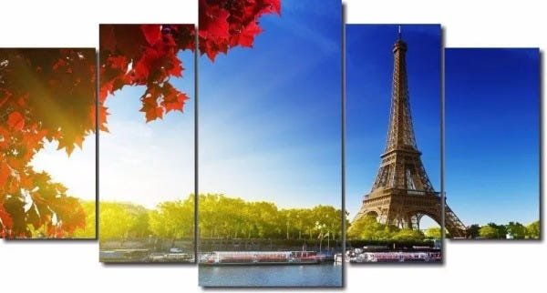 Quadro Decorativo Cidade Paris 5 Peças - 1