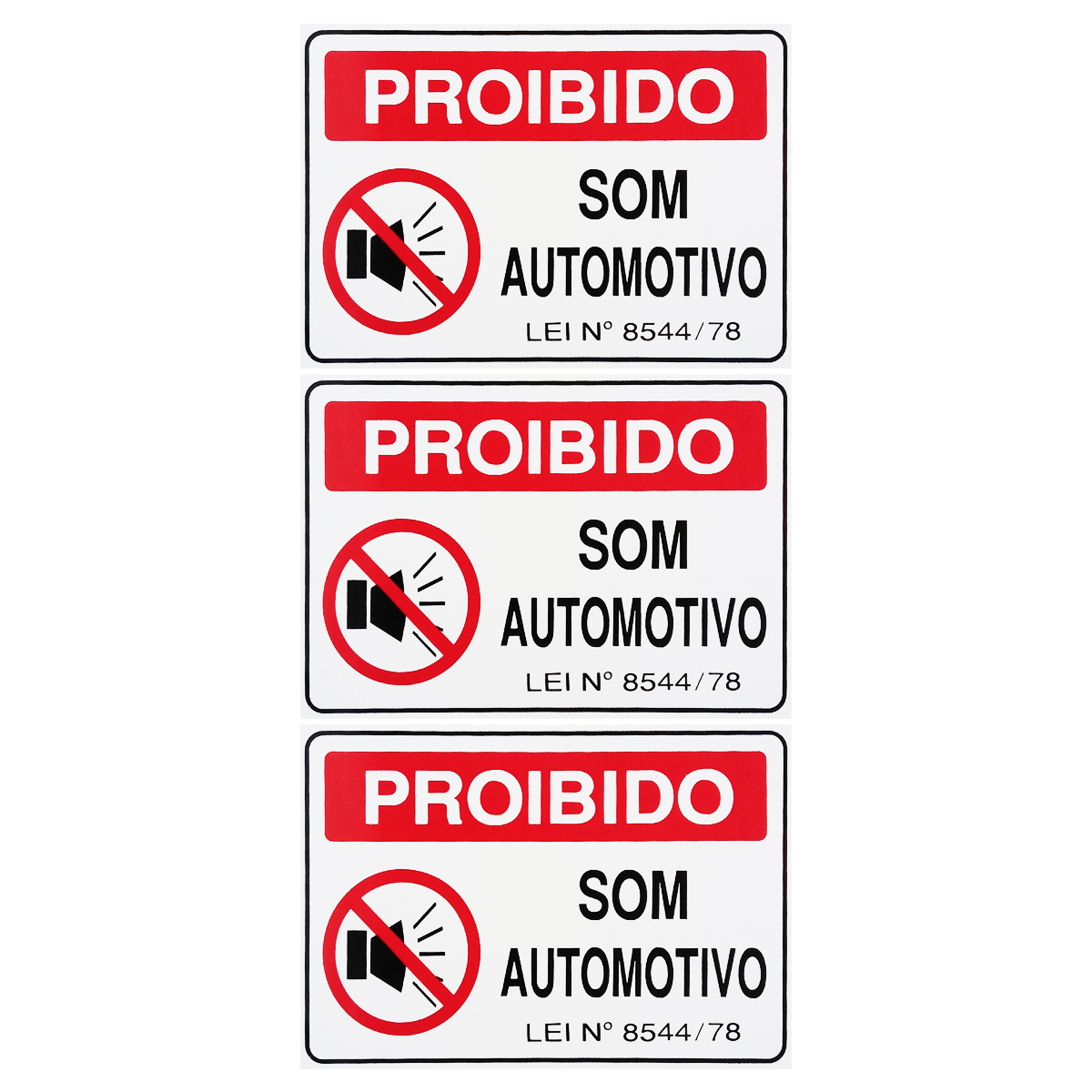 Combo 10 Placas De Sinalização Proibido Som Automotivo 30x20 Acesso - S-233/1 F9e - 1