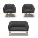 Ver imagem 1 de Kit 1 Namoradeira E 2 Poltronas Base Madeira Preto