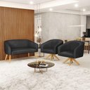 Ver mais imagens de Kit 1 Namoradeira E 2 Poltronas Base Madeira Preto