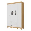 Ver imagem 2 de Guarda-roupa Infantil 122cm com Vidro 4 Portas e 2 Gavetas Aurora Multimóveis Mp4498 Madeirado/