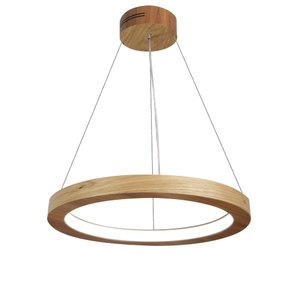 Lustre LED 33W Sirius Pendente Madeira Sala Jantar arco 60cm Madeluz Pendente Sirius LED Freijó Bran