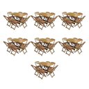 Ver imagem 1 de Kit 7 Conjuntos De Mesa Dobravel Com 6 Cadeiras De Madeira 120X70 Para Restaurante E Bar - Mel